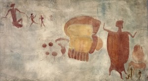  Begräbnisszene mit Mumie im Ochsenfell Mumie im Ochsenfell Simbabwe, Rusape Distrikt, Fishervall-Springsfarm 8.000-2.000 v.Chr. Aquarell von Joachim Lutz und Leo Frobenius, 1929 © Frobenius-Institut 